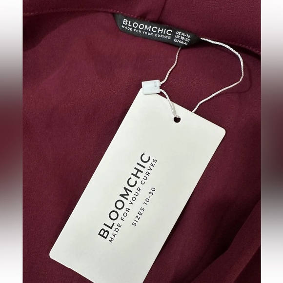 NWT Bloom Chic Women’s Burgundy Red Lace Sleeve Dress V Neck Size 14-16 - Picture 11 of 13